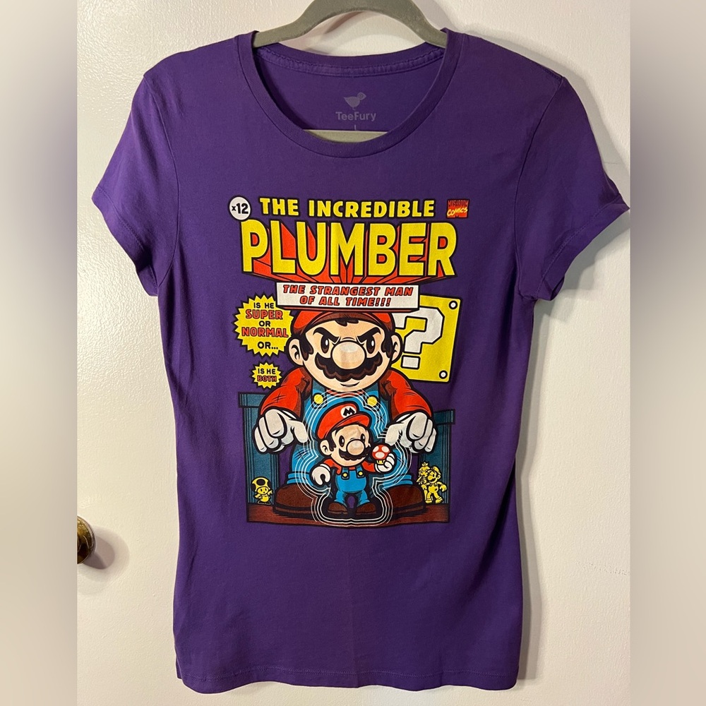 Purple Super Mario Bros x Incredible Hulk Mashup T-Shirt